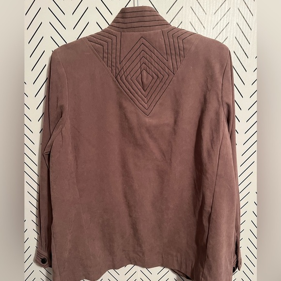 Brown Long Sleeve Button Up Embroidered Bob Mackie Wearable Art Jacket - Picture 11 of 13